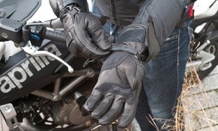 Мотоперчатки мужские черные SHIMA D-TOUR Touring, кожаные цена и информация | Мото перчатки, защита | kaup24.ee