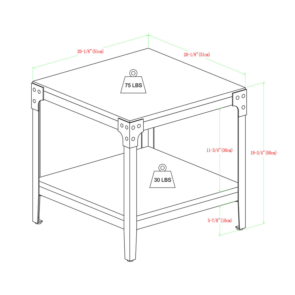 Abilaudade komplekt Walker Edison Angle Iron, Grey Wash цена и информация | Elutoa väikesed kapid | kaup24.ee