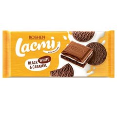 Piimašokolaad piimatäidise, karamelli ja kakaoküpsistega Lacmi Black, White & Caramel, 100 g hind ja info | Maiustused | kaup24.ee