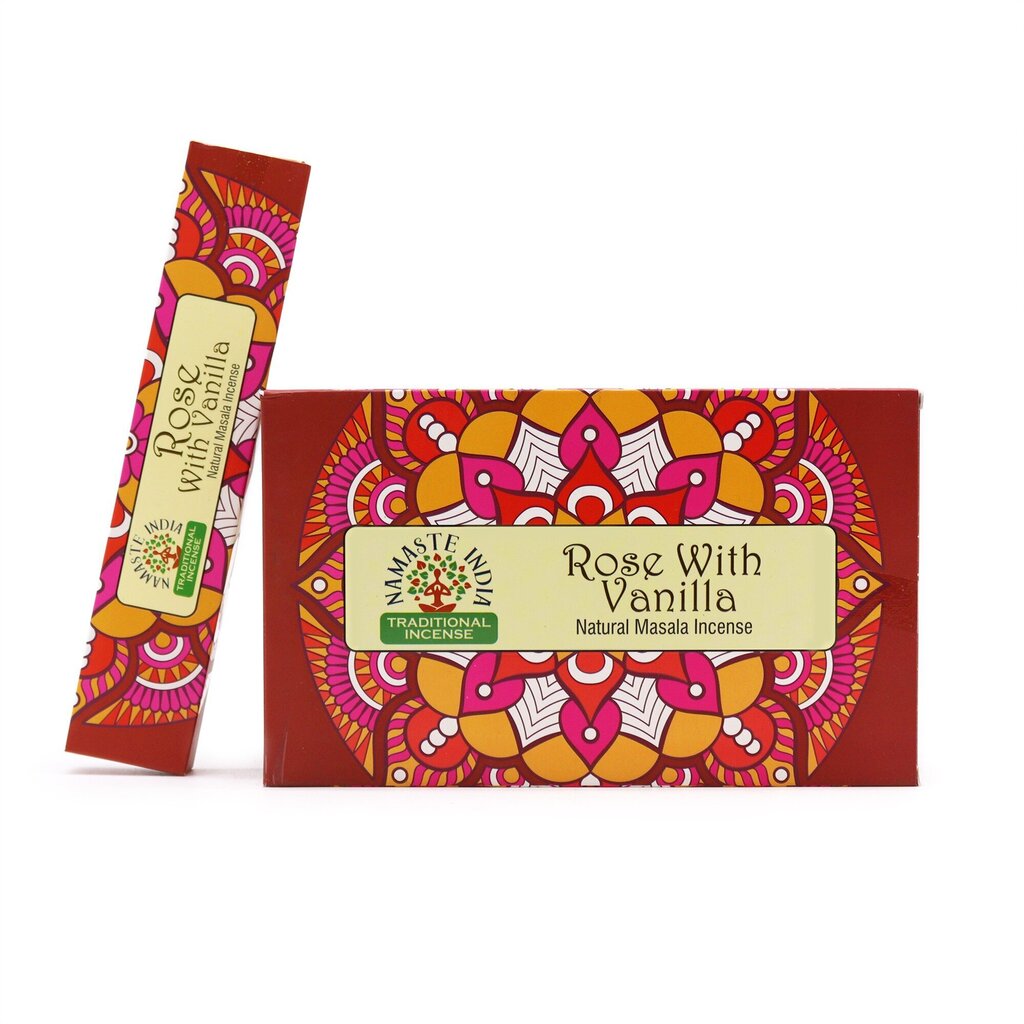 Viirukipulgad Rose Vanilla Mandala Masala, Namaste India, 15g hind ja info | Kodulõhnastajad | kaup24.ee