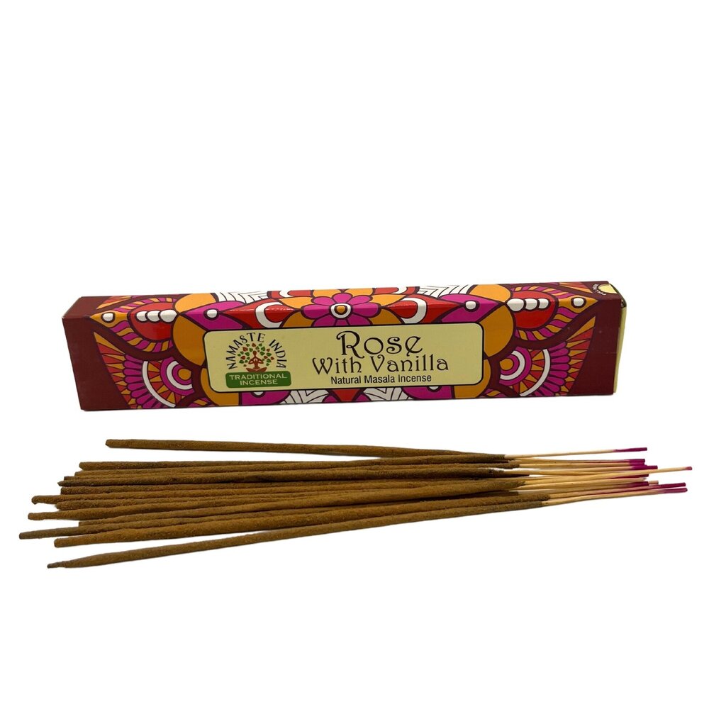 Viirukipulgad Rose Vanilla Mandala Masala, Namaste India, 15g hind ja info | Kodulõhnastajad | kaup24.ee