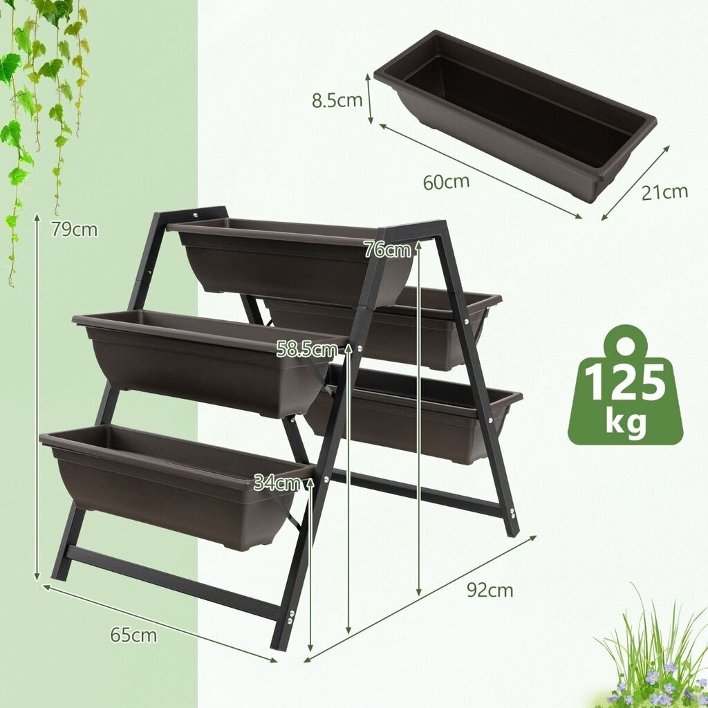 Vertikaalne lillealus Costway, 65 cm x 92 cm x 79 cm hind ja info | Vaasid, alused, redelid lilledele | kaup24.ee