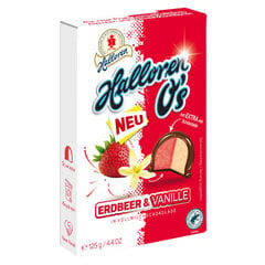 Maasika-vanillikreemiga maiustused piimašokolaadis Halloren, 125 g hind ja info | Maiustused | kaup24.ee