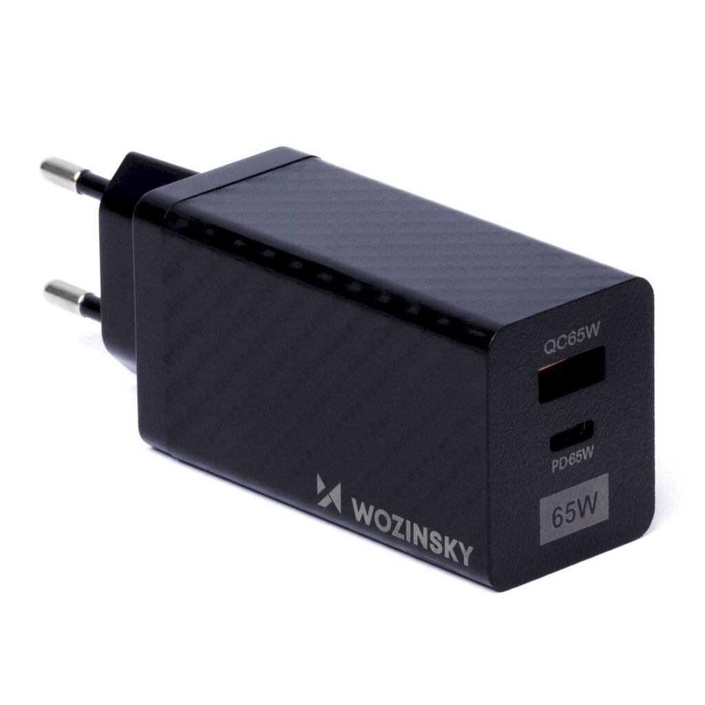 GaN Wozinsky WWCG011, 65 W., USB-C QC 3.0 PD-portidega, must hind ja info | Mobiiltelefonide laadijad | kaup24.ee