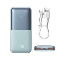 Аккумулятор питания, Baseus, 10000 мАч, 20 Вт, с USB-кабелем USB-C 3A 0,3 м., синий цена и информация | Зарядные устройства Power bank | kaup24.ee