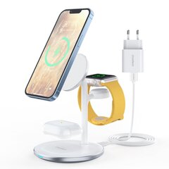 Зарядная станция Apple, 3 в 1, Choetech T585-F1, iPhone 12/13, AirPods Pro Watch , белый цена и информация | Зарядные устройства для телефонов | kaup24.ee