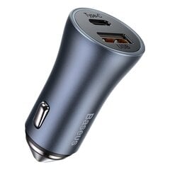 Быстрое автомобильное зарядное устройство, Baseus CCJDZ-C1, USB-C, USB, 40 Вт, серый цена и информация | Автомобильные электропринадлежности 12V | kaup24.ee