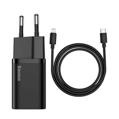 Быстрое зарядное устройство, Baseus Super Si Quick Charger 1C1, 20 Вт., кабель USB-C - Lightning 1 м., черный цена и информация | Зарядные устройства для телефонов | kaup24.ee