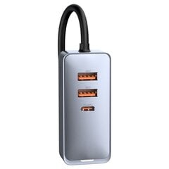 Автомобильное зарядное устройство Splitter, Baseus, 3x USB, USB-C, 120 Вт, PPS QC PD, серый цена и информация | Автомобильные электропринадлежности 12V | kaup24.ee