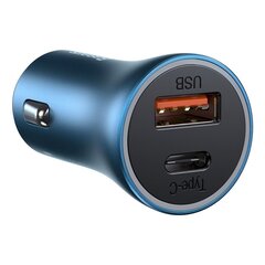 Быстрое автомобильное зарядное устройство, Baseus CCJDZ-C1, 40 Вт, PD QC, USB-C/USB, кабель для iPhone, синий цена и информация | Автомобильные электропринадлежности 12V | kaup24.ee