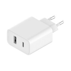 Зарядное устройство для путешествий, Xiaomi Combo, USB/USB-C, 33 Вт, PD, быстрая зарядка, белый цена и информация | Зарядные устройства для телефонов | kaup24.ee