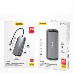 Адаптер HUB, 11in1, Dudao, USB-C HDMI 3.5 мм., мини-слот USB кардридер, SD micro SD VGA RJ45, серый цена и информация | Адаптеры и USB-hub | kaup24.ee