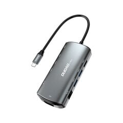 Адаптер HUB, 11in1, Dudao, USB-C HDMI 3.5 мм., мини-слот USB кардридер, SD micro SD VGA RJ45, серый цена и информация | Адаптеры и USB-hub | kaup24.ee