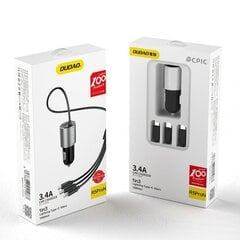 Автомобильное зарядное устройство USB, 3 в 1, Dudao, со встроенным кабелем Lightning USB-C micro USB, черный цена и информация | Автомобильные электропринадлежности 12V | kaup24.ee