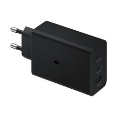 Зарядное устройство, Samsung, 2x USB-C и 1x USB PPS PD, 65 Вт, QC 3.0, AFC FCP, черный цена и информация | Зарядные устройства для телефонов | kaup24.ee