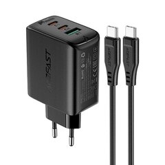 Зарядное устройство, 2 в 1, Acefast, 2x USB-C, 65 Вт, с кабелем USB-C, белое цена и информация | Зарядные устройства для телефонов | kaup24.ee