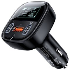 Автомобильное зарядное устройство с дисплеем, Acefast, 2x USB, C 1x USB, 101 Вт, QC 4.0, черный цена и информация | Автомобильные электропринадлежности 12V | kaup24.ee