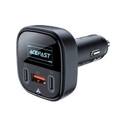 Автомобильное зарядное устройство с дисплеем, Acefast, 2x USB, C 1x USB, 101 Вт, QC 4.0, черный цена и информация | Автомобильные электропринадлежности 12V | kaup24.ee