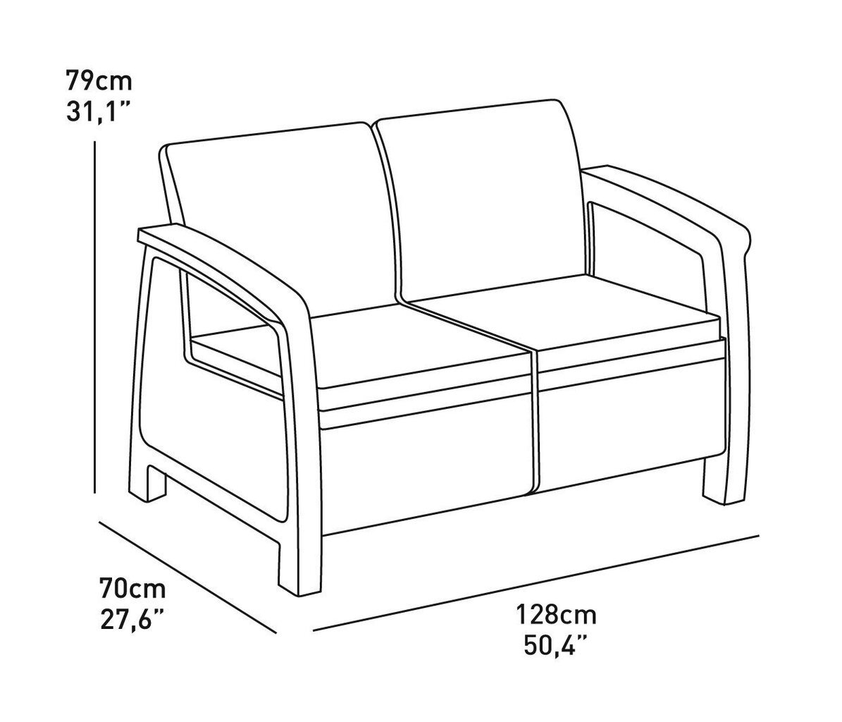 Aiadiivan plastikust Curver Corfu love seat, hall hind ja info | Aiatoolid | kaup24.ee