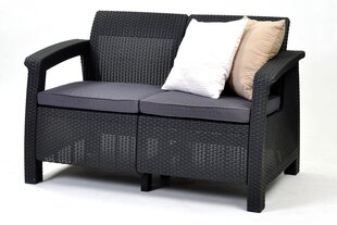 Садовый диван двухместный Corfu Love Seat, серый цена и информация | Уличные cтулья | kaup24.ee