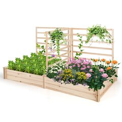 Приподнятая садовая грядка с 3 решетками и 2 ящиками для цветов Costway,222 x 114 x 110 см цена и информация | Теплицы | kaup24.ee