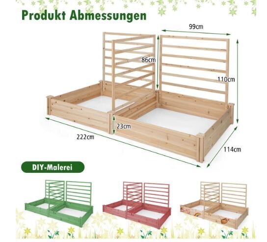 Aiakast võrega Costway, 2,22 x 1,14 x 1,10 m hind ja info | Kasvuhooned | kaup24.ee