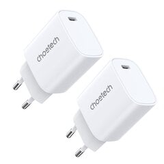 Võrgulaadija komplekt, Choetech Q50041, 20W, PD iPhone 12/13 valge, 2 tk hind ja info | Mobiiltelefonide laadijad | kaup24.ee