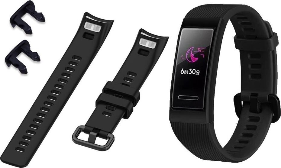 Strado silikoonist rihm Huawei Band 3/4 PRO (must) universaalne hind ja info | Nutikellade ja nutivõrude tarvikud | kaup24.ee