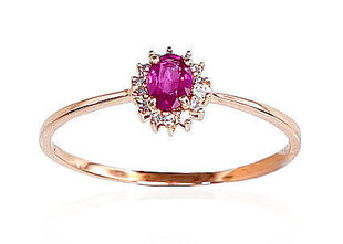Золотое кольцо с бриллиантом и рубином 1100091(Au-R+PRh-W)_DI+RB цена и информация | Кольцо | kaup24.ee