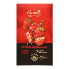 Tume šokolaad 75% kanepiseemnete ja maasikatega Rūta, 90 g hind ja info | Maiustused | kaup24.ee