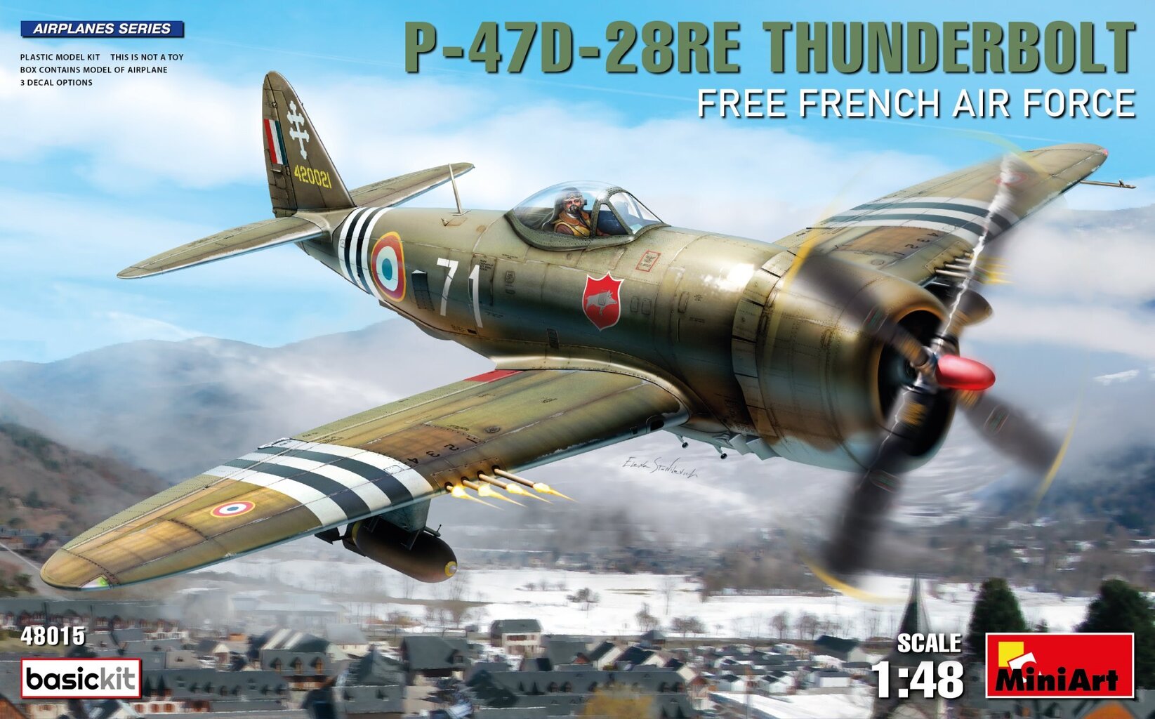 Liimitav mudel MiniArt 48015 P-47D-28RE Thunderbolt Free French Air Force Basic Kit 1/48 цена и информация | Liimitavad mudelid | kaup24.ee