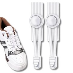 Шнурки для обуви без завязки с регулируемой пряжкой 2 пары, белые цена и информация | Уход за одеждой и обувью | kaup24.ee
