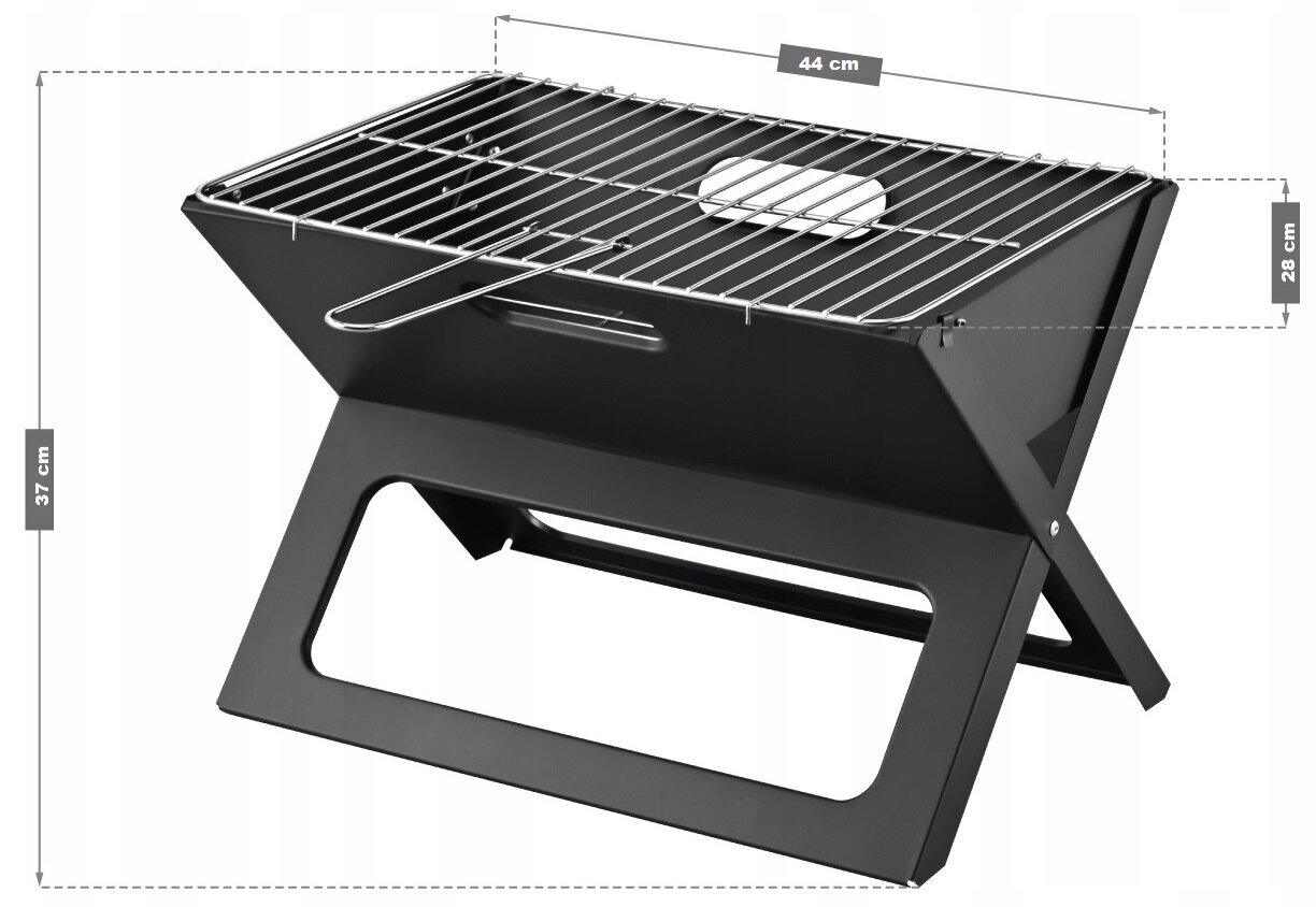 Kokkupandav grill Barbecue Garden Party, 44x28cm, must цена и информация | Grillid | kaup24.ee