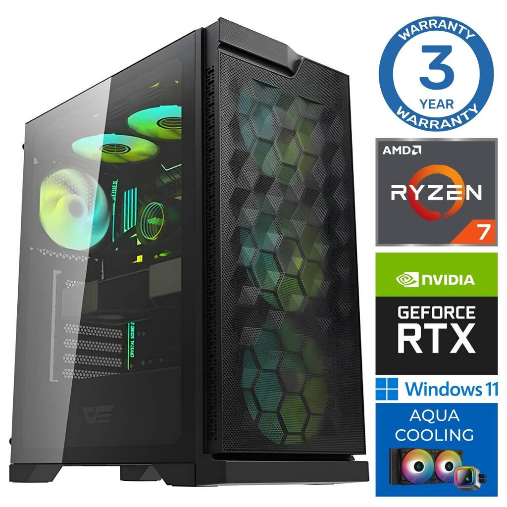 Intop Aqua Ryzen 7 7700X 16GB DDR5 2TB SSD M.2 NVME+2TB RTX3060 12GB WIN11Pro hind ja info | Lauaarvutid | kaup24.ee