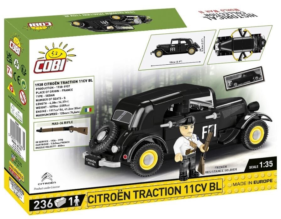 Konstruktor Cobi HC II maailmasõja Citroen Traction 11CV BL 2266, 236 tk hind ja info | Klotsid ja konstruktorid | kaup24.ee