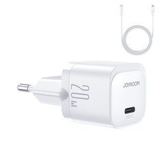 Сетевое мини-зарядное устройство, Joyroom JR-TCF021, проводное, для iPhone Lightning, USB-C 20 Вт, PD, белый цена и информация | Зарядные устройства для телефонов | kaup24.ee