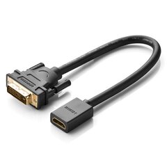 Переходник с HDMI, Ugreen 201181, внутренний на DVI внешний 0,15 м, черный цена и информация | Адаптеры и USB-hub | kaup24.ee