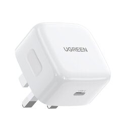 Быстрое зарядное устройство, Ugreen CD1271, с английской вилкой, UK USB-C, PD, 30 Вт, белый цена и информация | Зарядные устройства для телефонов | kaup24.ee