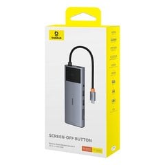 Переходник HUB, 11 в 1, Baseus Metal Gleam, USB-C, USB-C PD USB-C 3x USB-A, HDMI AUX, RJ-45 SD, серый цена и информация | Адаптеры и USB-hub | kaup24.ee