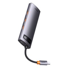 Переходник HUB, 8 в 1, Baseus StarJoy, StarJoy, USB-C to USB-C PD 3x USB-A HDMI RJ-45 SD TF, серый цена и информация | Адаптеры и USB-hub | kaup24.ee