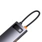 HUB adapter 8in1, Baseus StarJoy, StarJoy, USB-C to USB-C PD 3x USB-A HDMI RJ-45 SD TF, hall цена и информация | USB jagajad, adapterid | kaup24.ee