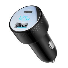 Автомобильное зарядное устройство со светодиодным вольтметром, Joyroom JR-CCD011, 53 Вт., USB-C US, черный цена и информация | Автомобильные электропринадлежности 12V | kaup24.ee
