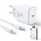 Minilaadija Joyroom JR-TCF061, koos kaabliga iPhone Lightning, USB-C, 20 W., PD, valge цена и информация | Mobiiltelefonide laadijad | kaup24.ee