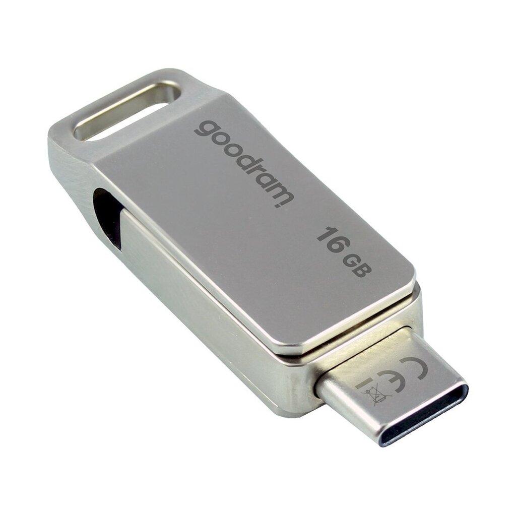 USB mälupulk, Goodram, 16 GB, USB 3.2, Gen 1 USB / USB-C, OTG, ODA3, hõbedane hind ja info | Mälupulgad | kaup24.ee