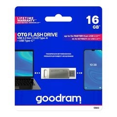 Флешка, Goodram, 16 Гб, USB 3.2, Gen 1 USB / USB-C, OTG, ODA3, серебристая цена и информация | USB накопители | kaup24.ee
