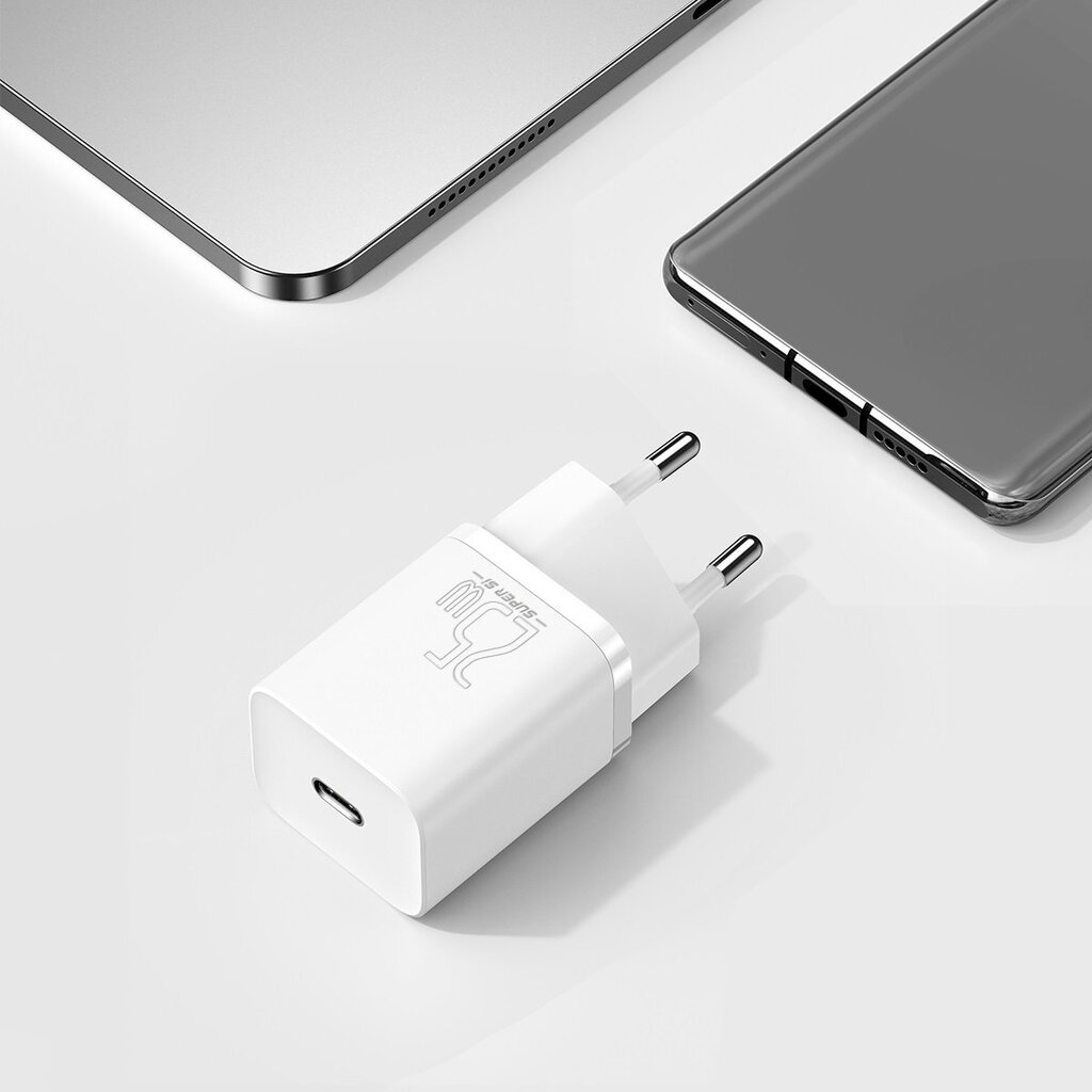 Kiirlaadija, Baseus Si 1, 1 m USB-C kaabliga, 25W. 3A., valge цена и информация | Mobiiltelefonide laadijad | kaup24.ee