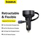 Autolaadija sissetõmmatava hoidjaga iPhone'ile, Baseus C00057803111-001, USB-C 60 W., must цена и информация | Turvasüsteemid ja 12V seadmed | kaup24.ee