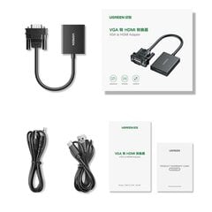 Переходник VGA на HDMI, Ugreen CM5131, 15 см, черный цена и информация | Адаптеры и USB-hub | kaup24.ee