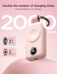 Мини-кулон, батарея питания, Joyroom, 2000 мАч, 3 Вт, с зарядным устройством, для Apple Watch, розовый цена и информация | Аксессуары для смарт-часов и браслетов | kaup24.ee
