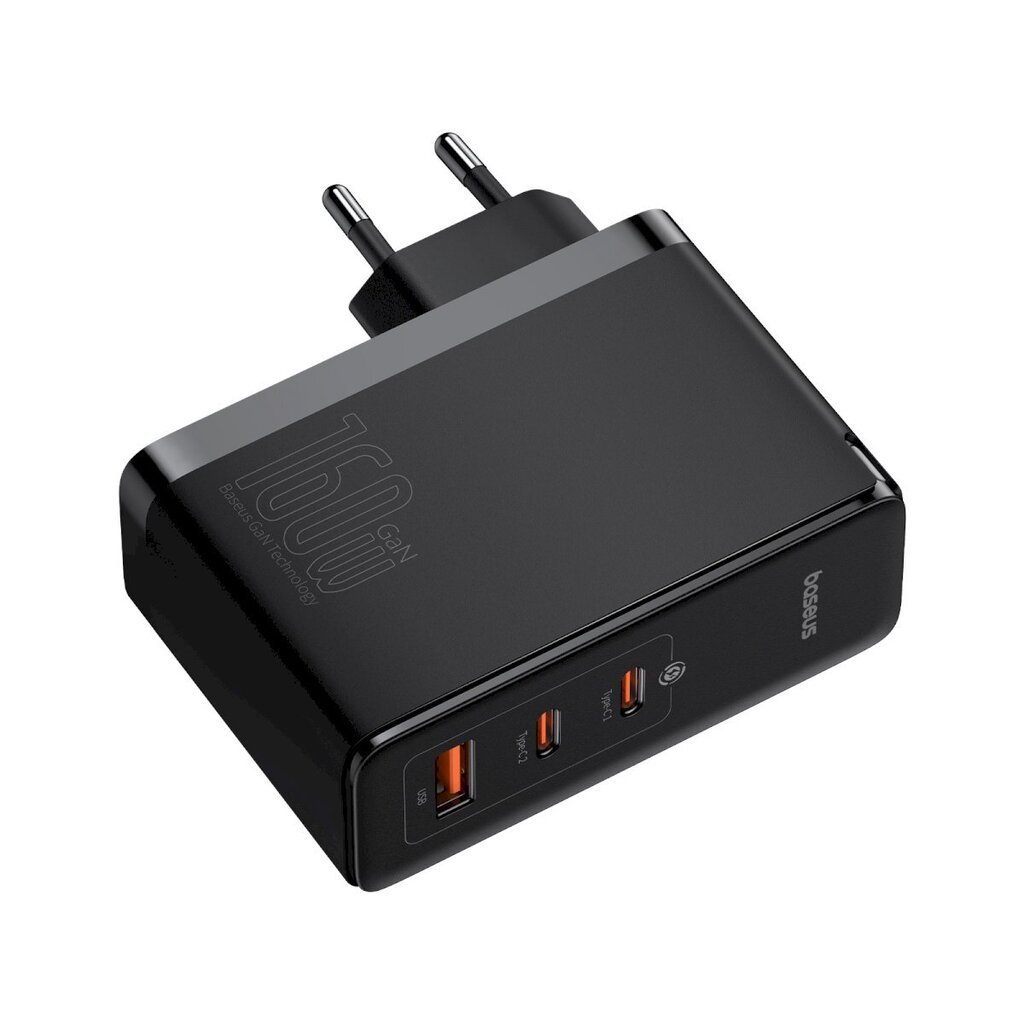 USB-A võrgulaadija, Baseus GaN51Pro, 160 W. GaN5 2x USB-C /+ USB-C kaabel, must. цена и информация | Mobiiltelefonide laadijad | kaup24.ee